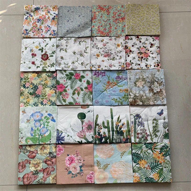 Mix 20 designs Decoupage paper napkins elegant tissue vintage towel flower butterfly bird tower birthday wedding party decor