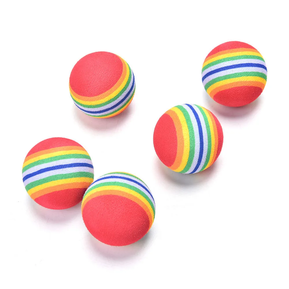 Bolas de esponja de espuma para niños, juguete divertido de Material EVA de Color arcoíris, juegos al aire libre, 5 uds., 28,5mm, G0183