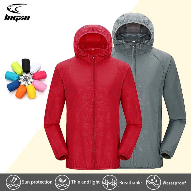 LNGXO-chaqueta impermeable para hombre y mujer, cortavientos con protección solar, de secado rápido, para deportes al aire libre y lluvia, Unisex