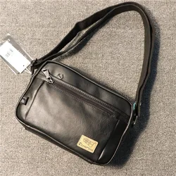 Fashion Leather Men Messenger Bags Single Shoulder Bag Crossbody Pack Black Handbag Multi-functional Portable Bags Male Bolsa