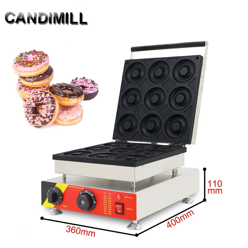 220V 2500W Big Size 9cm Donut Baker Machine Electric Doughnut Donut Maker Non-Stick Double-Sided Heating