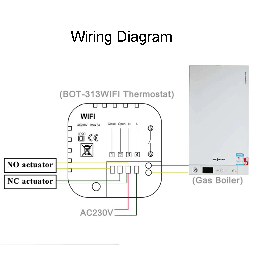 BEOK BOT-313WIFI Gas Boiler Heating Thermostat Smart Wifi Temperature Regulator for Boilers Work with Alexa Google Home