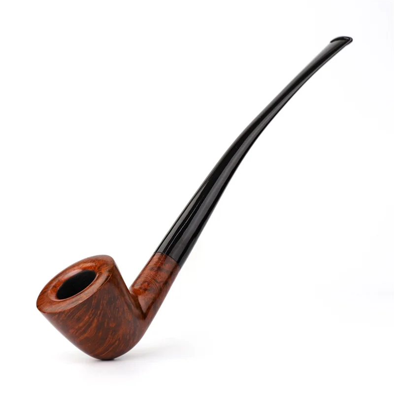 

RU-MUXIANG Long Stem Tobacco Pipes, Briar Wood Smoking Pipe, Reading 9mm Filter, Bent Pipe Accessories, aa0027