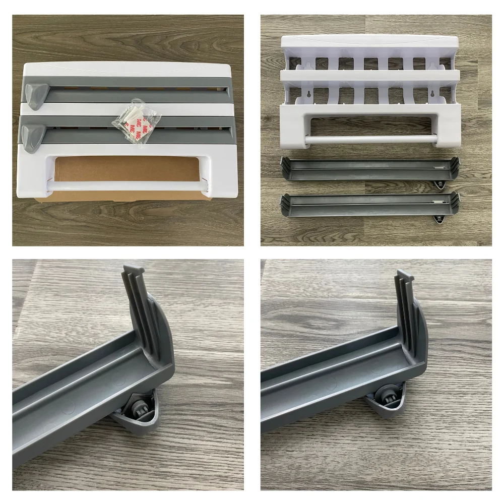 Wand montage Aluminium folie Papier handtuch Sauce Flaschen halter 4 in 1 Frisch halte folie Schneiden multifunktion ale Küche Lagerung – Detail 14