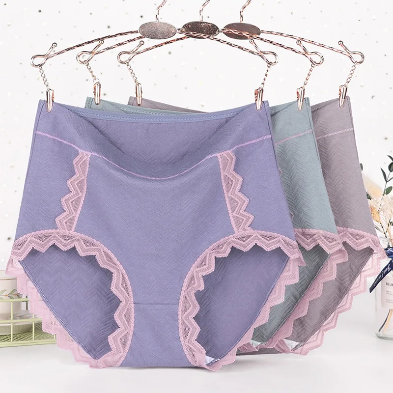 3pcs Panties for women  6XL big size fat  pure cotton anti-bacterial high waist for middle-aged and elderly women cotton shorts