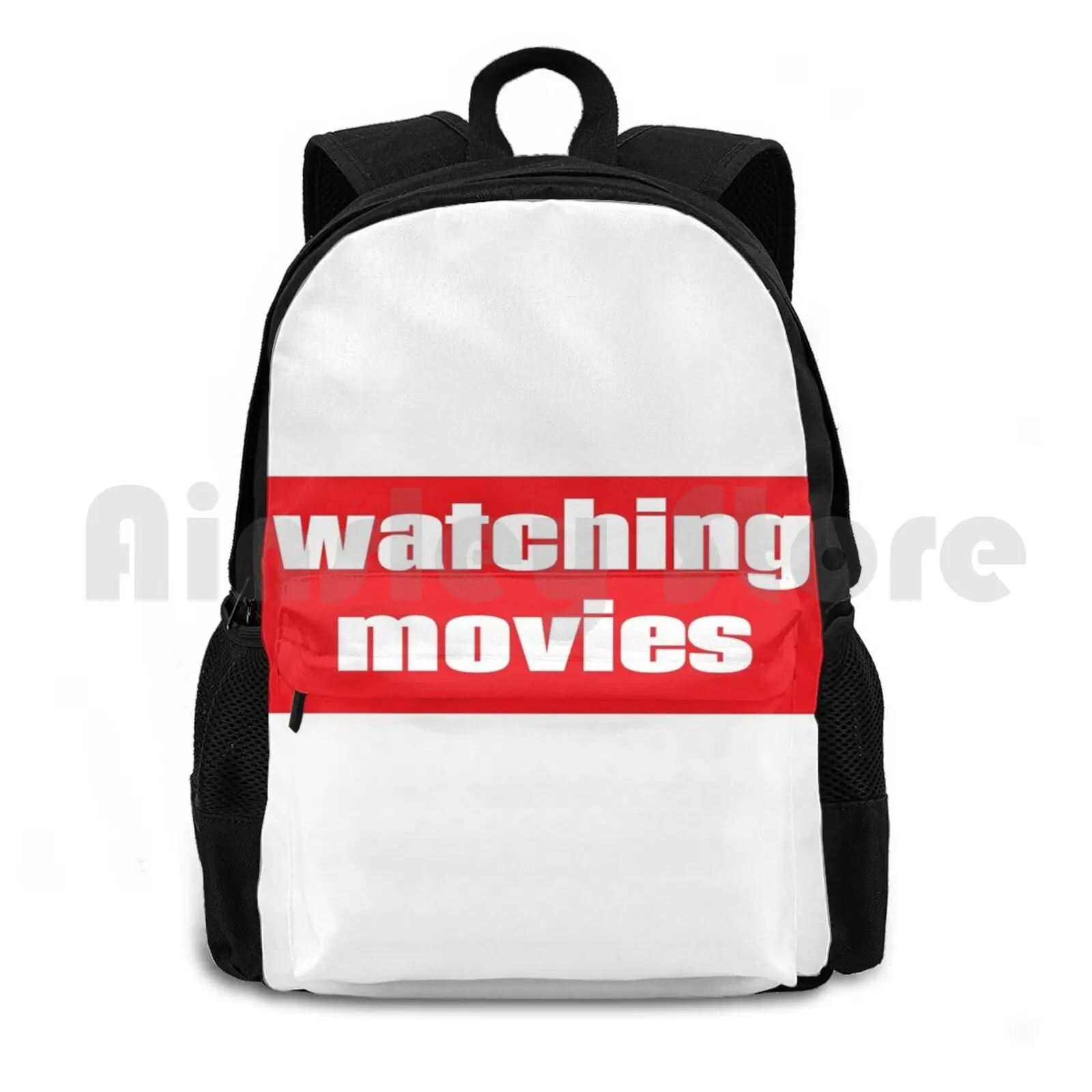 Watching Movies Outdoor Hiking Backpack Waterproof Camping Travel Watching Movies Motion Picture Watching Movies Young Woman