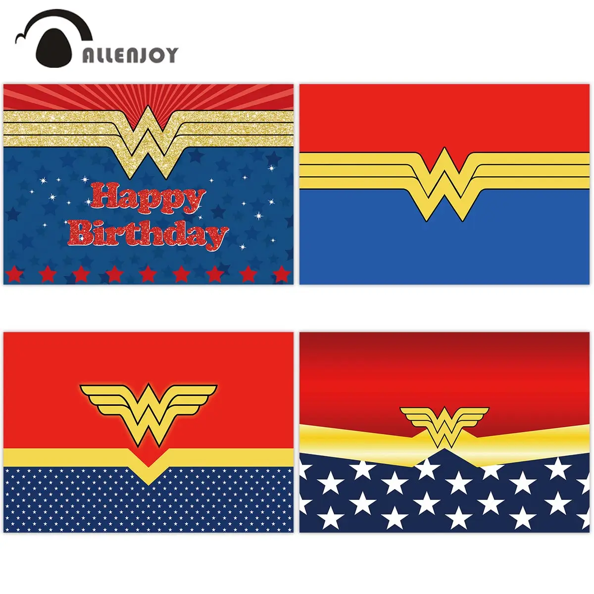 Allenjoy Hero Girl Party Wallpaper Happy Birthday Sequin Backdrop Baby Shower Stripe Star Photo Background Photozone