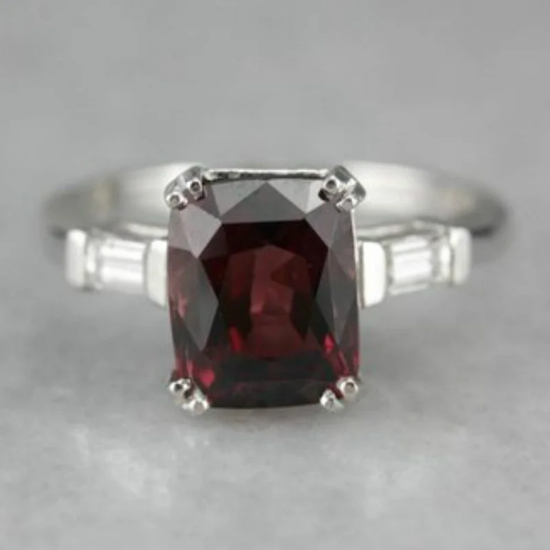 Fashionable Romantic  Garnet Female Creative Engagement Bridal Princess Anniversary Ring Size 6-11 image 3