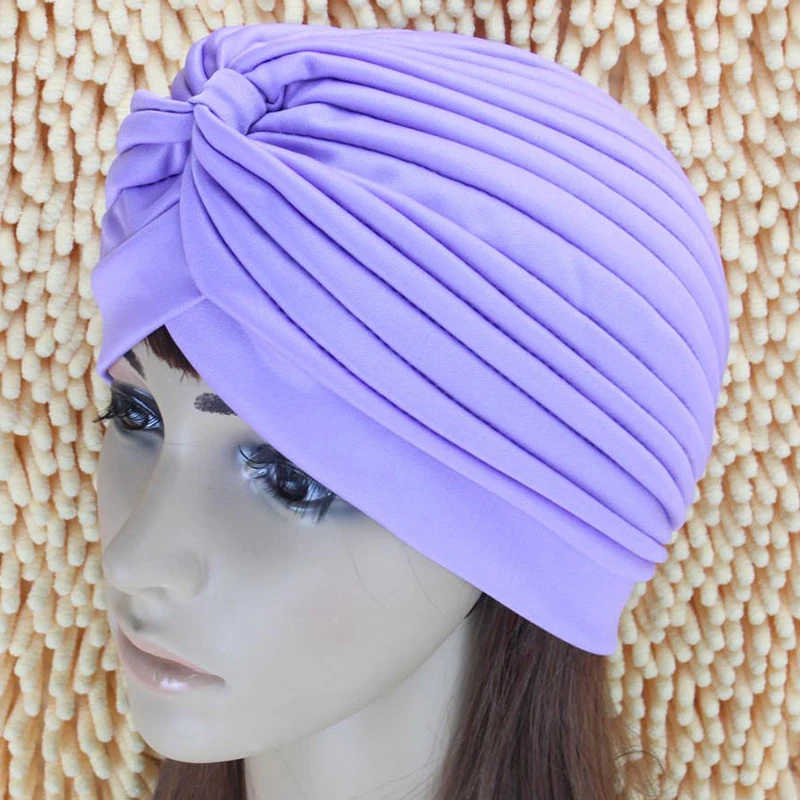 Women Adjustable Swimming Cap Swim Pool Bathing Hat Protect Long Hair Ears Turban Pleated Fabric Headwear Yoga Caps Multi Colors