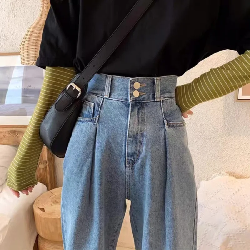 

Women Jeans Vintage Female Wide Leg Trousers Womens Clothes Casual Loose 4XL BF High Waist Fashion Korean Style New Denim Pants