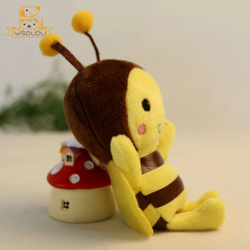 2 قطعة سلسلة المفاتيح القطيفة النحل الأصفر الكرتون محشوة الحيوان مع سبيكة سلسلة حقيبة سحر كيرينغ لعب الاطفال هدية دمية نحل العسل الصغيرة ديكور