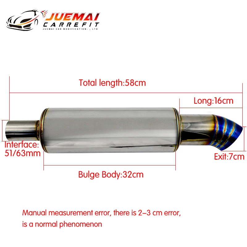 Interfaccia del tubo di coda del silenziatore del sistema di scarico GM in acciaio inossidabile 51MM 63MM gomito sfumato del silenziatore dei