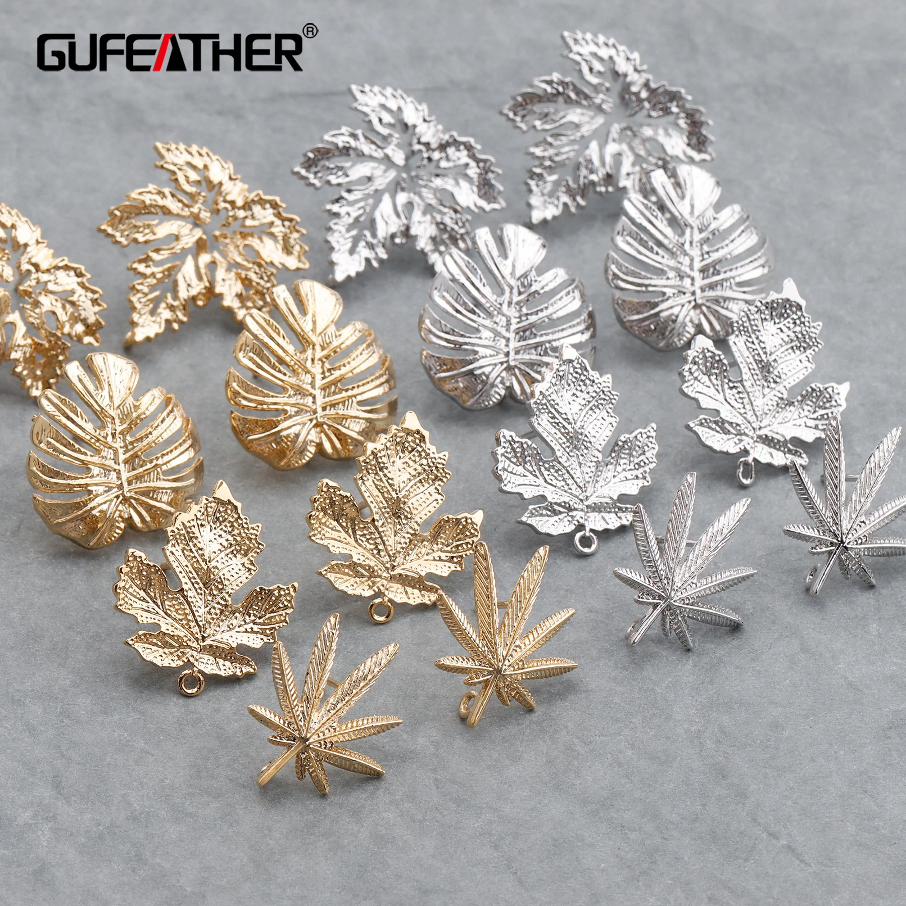 GUFEATHER M696,jewelry accessories,18k gold plated,copper,pass REACH,nickel free,leaves,jewelry making,diy earrings,10pcs/lot