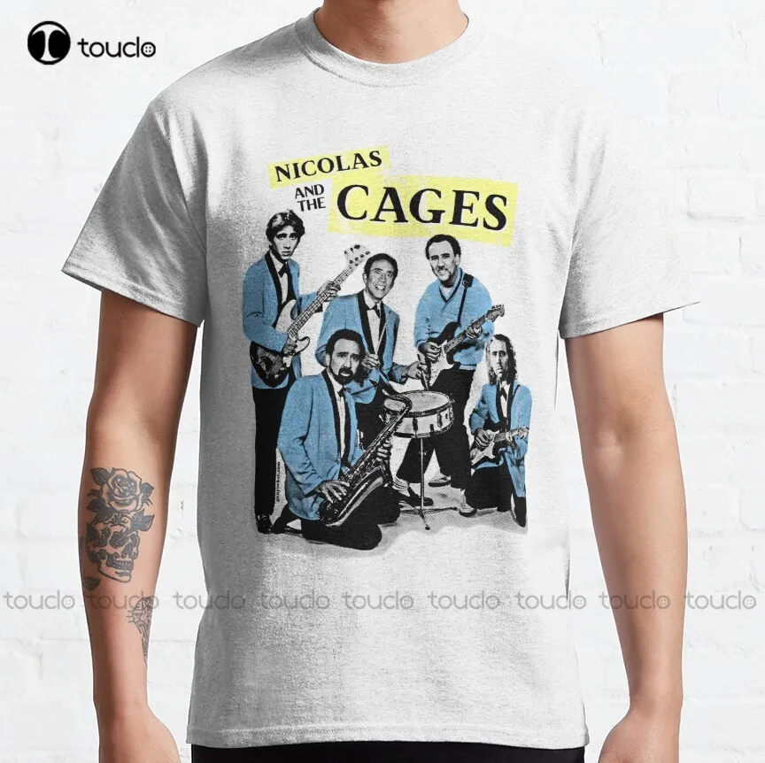 Nicolas And The Cages (Nic Cage Band Shirt) Classic T-Shirt Green Shirt Custom Aldult Teen Unisex Digital Printing Tee Shirt