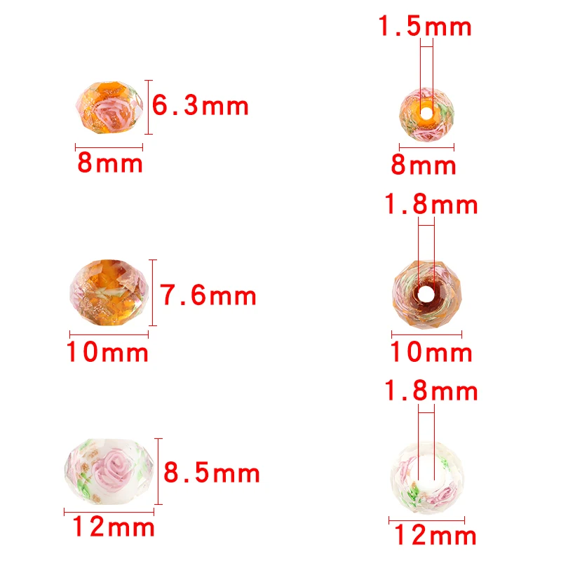 10pcsNew European Colorful Lampwork Glass Beads Murano Plastic Aolly Charm For Girl DIY Bracelets Bangles Women Jewelry Dropship