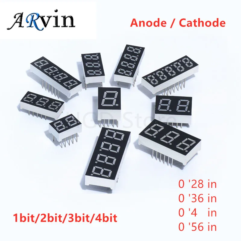5 sztuk 0.28 Cal cyfrowy wyświetlacz cyfrowy LED 1Bit 2Bit 3Bit 4Bit wyświetlacz wspólna anoda/katoda 0.28 "/0.36"/0.4 "/0.56" 7 Segment czerwony
