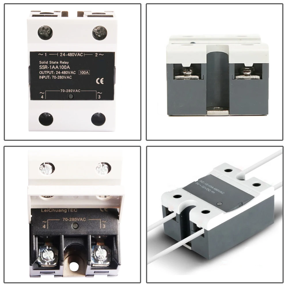 Flip Cover Solid State Relay AC 70-280V control AC 24-480V Easy Install 10A 25A 40A 60A 80A 100A 120A Stronger load capacity SSR