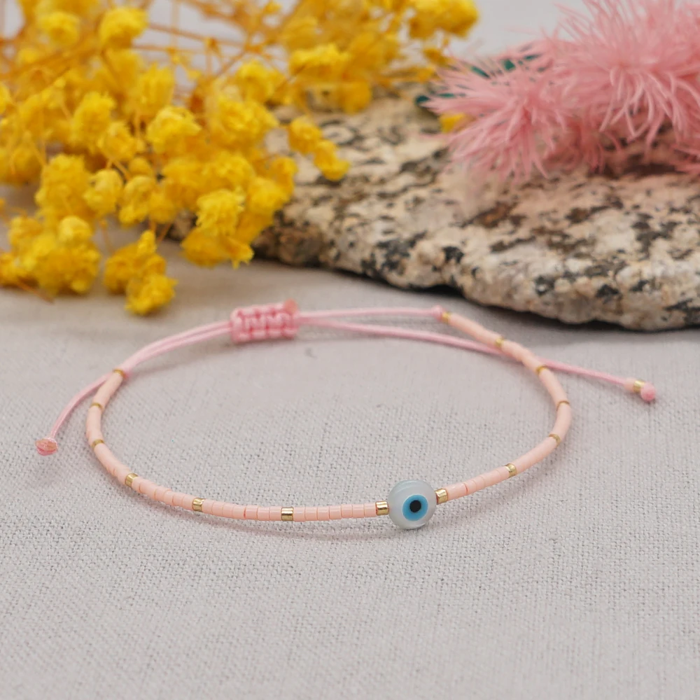 Go2Boho-Miyuki محظوظ العين سوار للنساء ، ميوكي البذور الخرز ، رقيقة سوار ، رائعة مجوهرات ، أنيق اكسسوارات