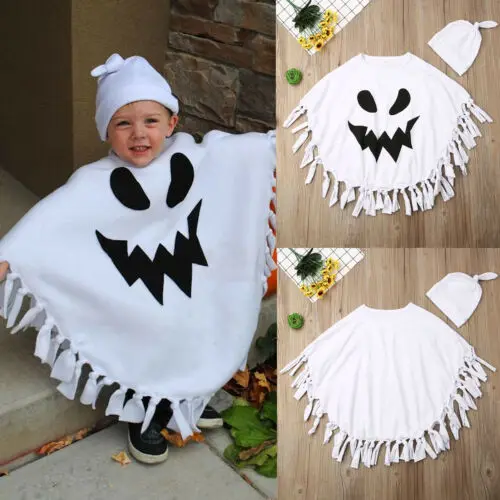 Kids Boy Cloak Ghost Hat Halloween Cosplay Party Fancy Dress Long Cape Costume Toddler Kids Baby Boys Clothes 1-5T