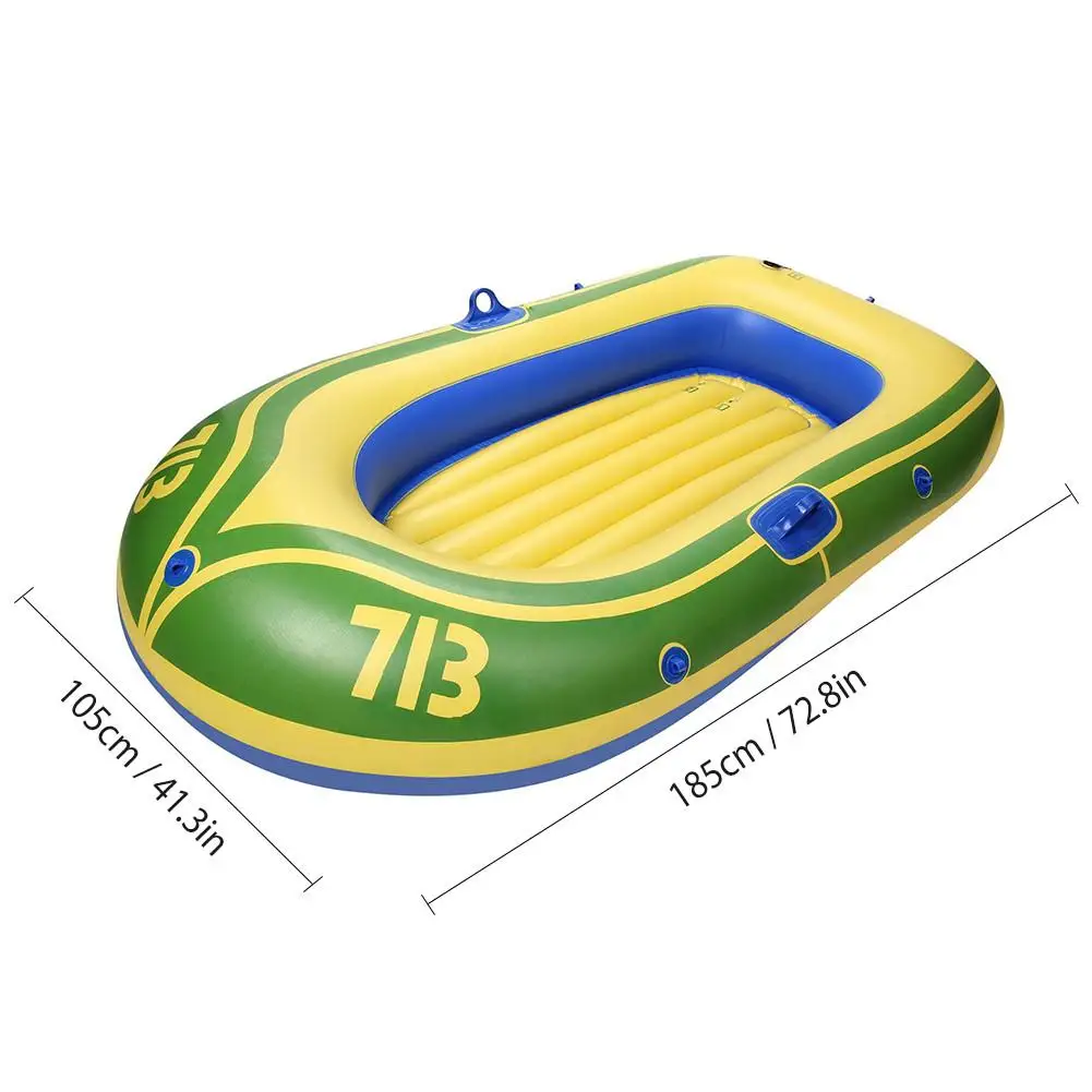 2 People Portable Inflatable Boat Folding Rubber Explorer Boat Kayak Canoe Double Valve Design for Outdoor Parent-child Party