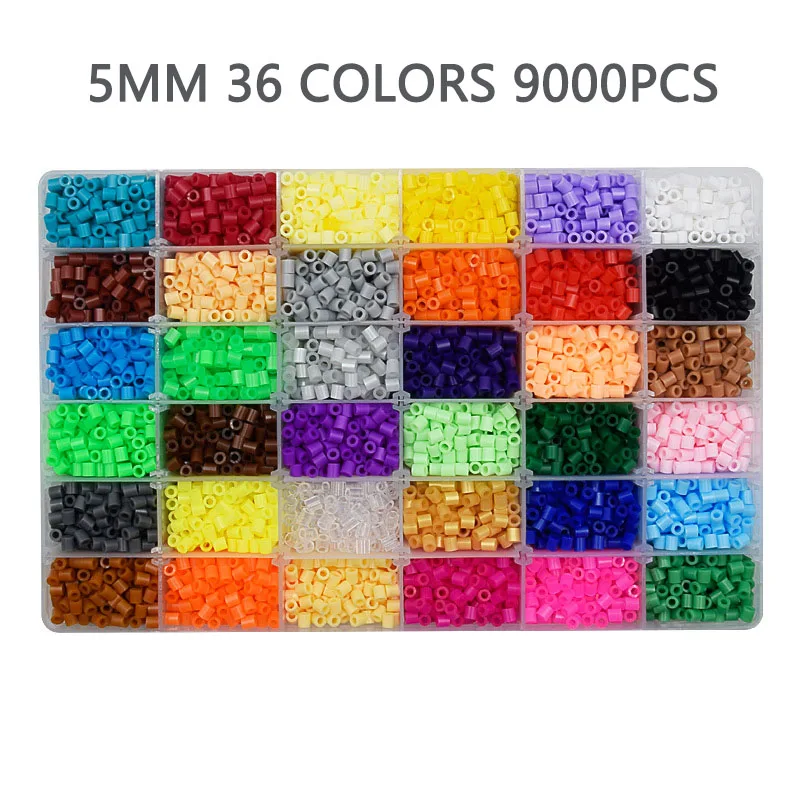 Hama beads-Cuentas de hierro para hacer manualidades, juguetes educativos de 5mm, 24/48/36 cajas de embalaje