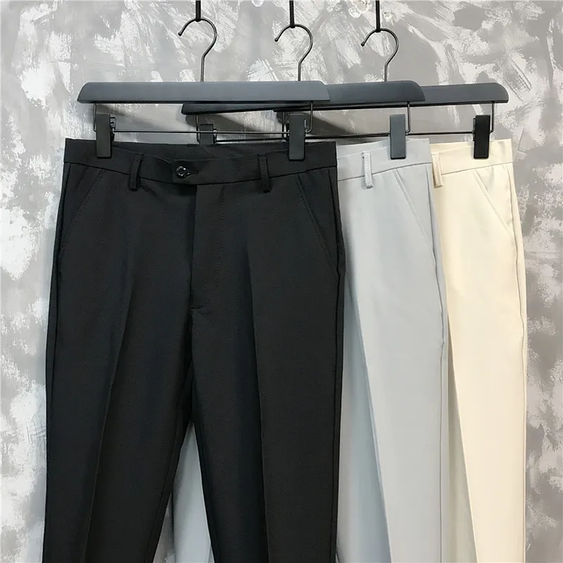 Pantalones de verano para hombre, pantalón informal, fino y transpirable, versión coreana, Delgado, de nueve puntos, marca clásica informal