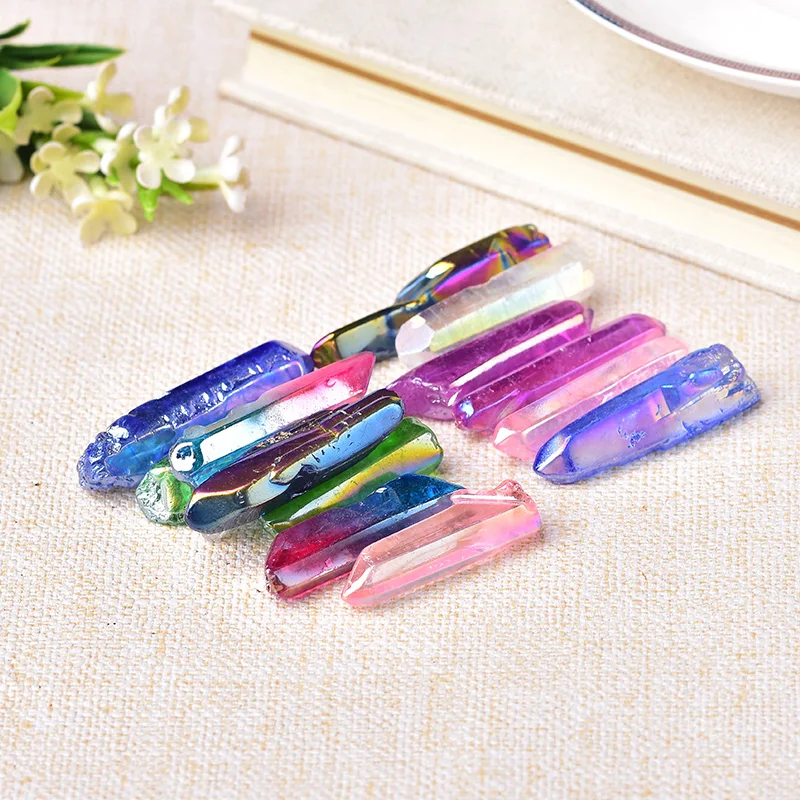 50g Electroplated Colourful Crystal Wand Point Raw Crystals Healing Energy Crystal Stone Natural Stones and Minerals Home Decor