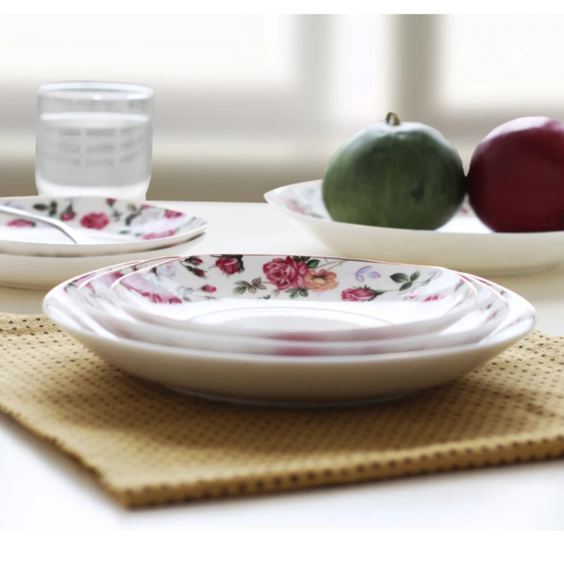 Bone China 6/7/8-inch Square Plate Soup Plate Rice Plate Set Ceramic Plate Dinner Plate Can Microwave Kitchen accessorie