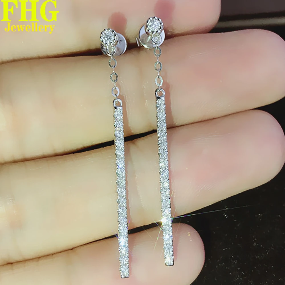 

Серьги из белого золота 18 К Au750 с натуральными бриллиантами 0.4Ct, серьги с кисточками, для свадьбы, вечеринки, помолвки, юбилея, модные элегантные