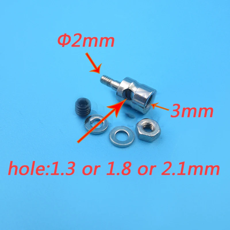 20PCS 1.3mm 1.8mm 2.1mm Pushrod Connectors Linkage Stopper Metal Quick Adjuster Positioner Servo Connector for DIY RC Boats Part