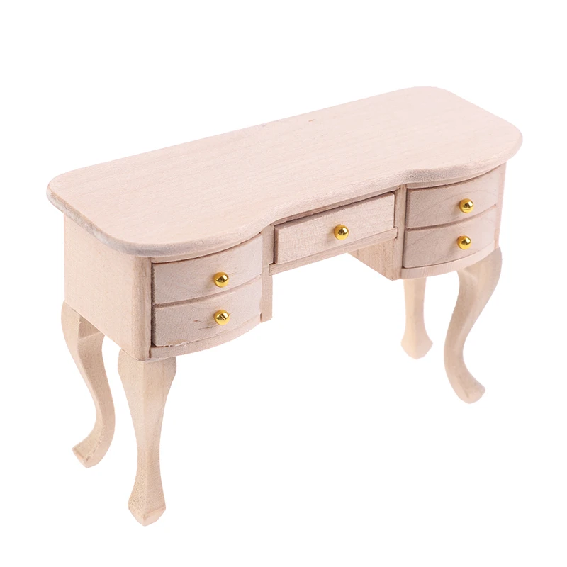 1:12 Dollhouse Miniatuur Houten Ongeverfd Bureau Tafel Model Meubels Accessoires Kerstcadeau Poppenhuis