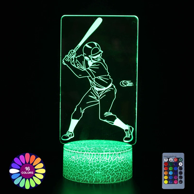 

Acrylic Table Lamp 3D Illusion Baseball Cap Figure For Home Room Decor Touch Remote Control LED Lights Holiday Gift Night Lights