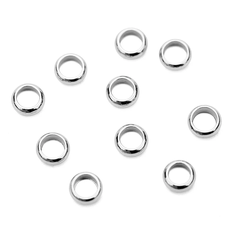 100pcs Round Stainless Steel Crimp End Stopper Beads 2 2.5 3mm Golden Color Loose Big Hole Beads For Diy Bracelet Jewelry Making