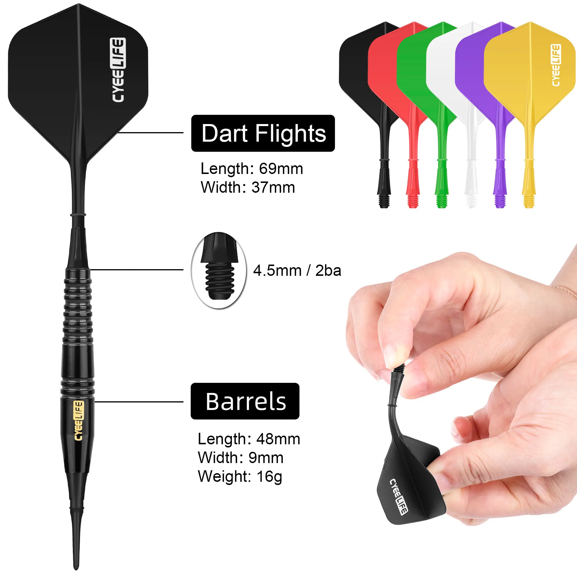 CyeeLife Soft Darts 18g + Carry Case + Extra Points + Flights,Professional Electronic Plastic Tip Dart Set