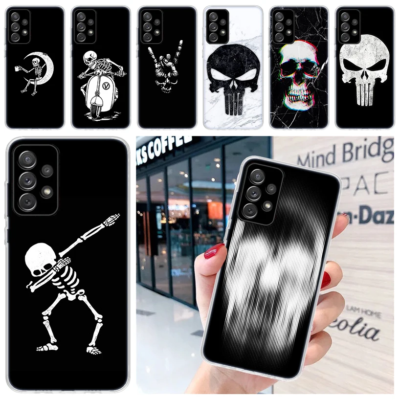 Horror Skull Marbel Spooky For Samsung Galaxy A15 A14 A13 A12 A55 A54 A53 A52 Phone Case A32 A35 A34 A33 A25 A24 A23 A22 A04S A0