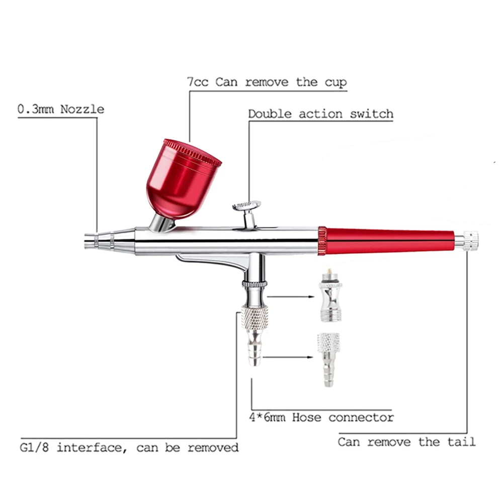 RIBO 131 Gravity Feed Trigger Type Dual Single Action Cup Replaceable Airbrush Pen Spray Air Brush Gun