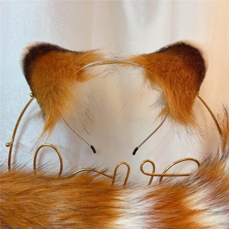 Girl Women Costume Accessories Panda Ears Tail Beast Hair Hoop Custom Made Hairpin Set New Hand Made Work