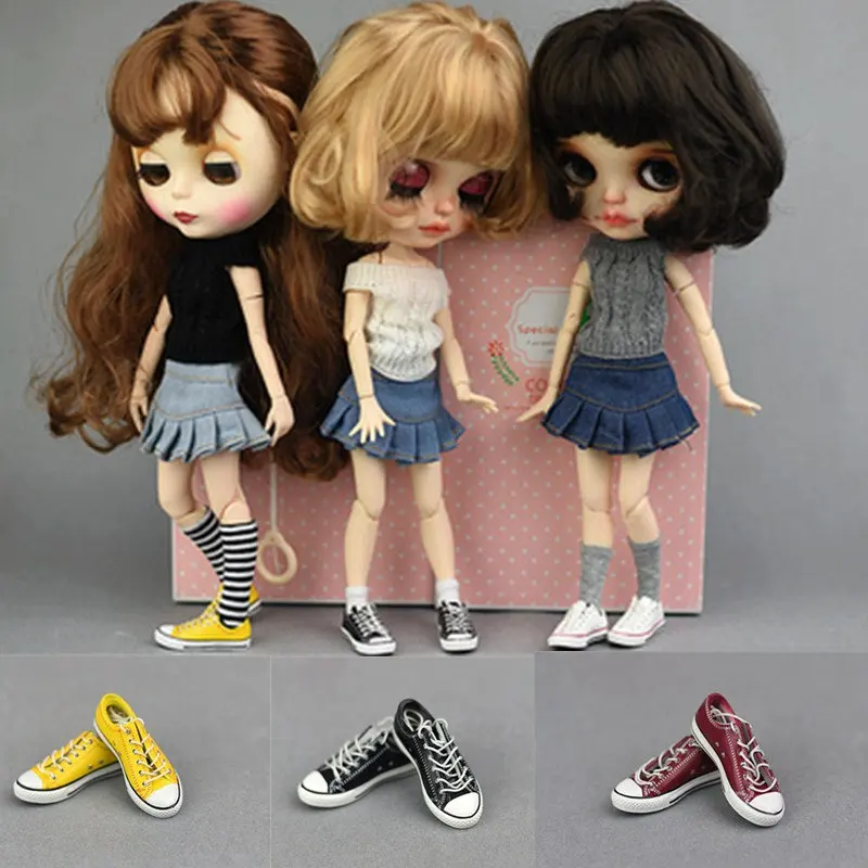 Hot Sell Blyth Doll 4.5Cm Canvas Mini Fashion Shoes For BJD 1/6 Blyth 30Cm  Russian DIY Doll Clothes Accessories Girl's Toy Gift