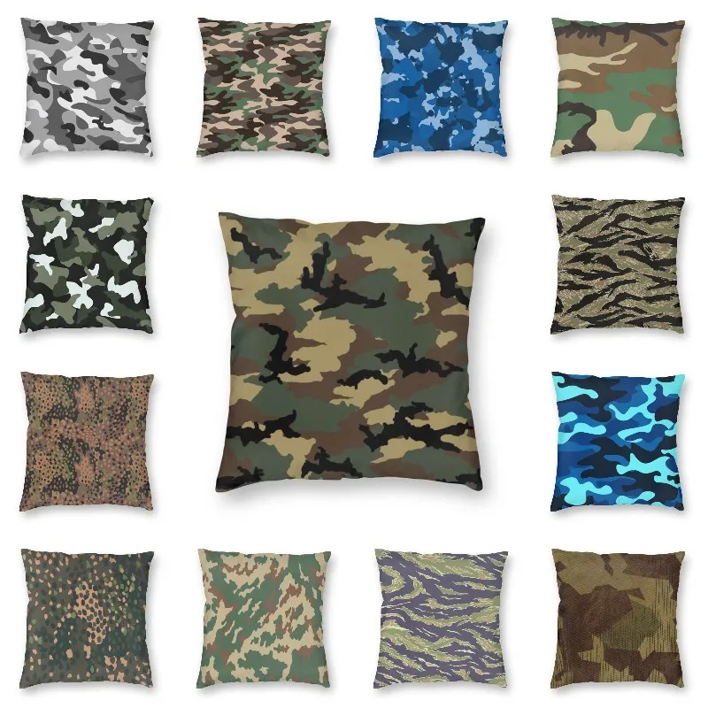 Original Woodland Pea Dot Military Camo Square Throw Pillow Case Home Decorative Army Tactical Camouflage Cushion Cover for Sofa