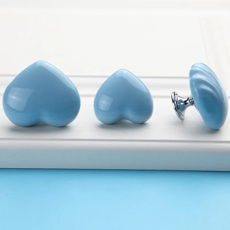 Heart-shaped Colorful Ceramic Furniture Handle Wardrobe Drawer Knob Kitchen Cupboard Door Handle Cartoon Children's Room Cute
