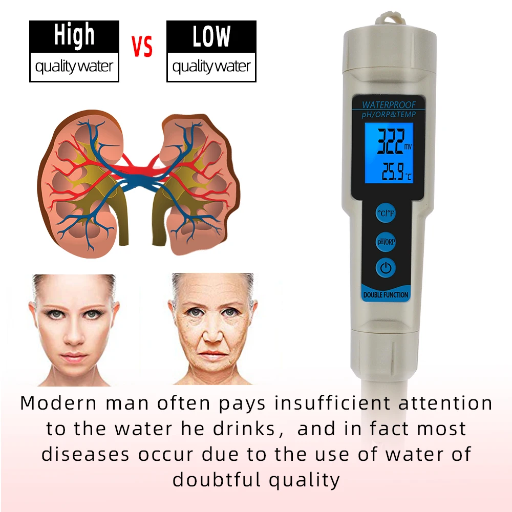 ORP-3569 ORP Meter 3 in 1 pH ORP TEMP Tester with Backlight Multi-parameter Digital Tri-Meter Water Quality Monitor 40% off