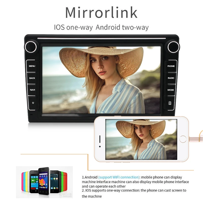 k808 Car Radio 2 Din Android 10.1 Multimedia Player 8 inch Quad-core Mirror Link GPS RDS AM Autoradio For universal