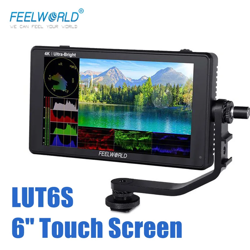 

7-дюймовый монитор FEELWORLD LUT6S 2600nits 3D LUT HDR сенсорный экран DSLR камера полевой монитор 3G-SDI 4K HDMI гистограмма сигнала