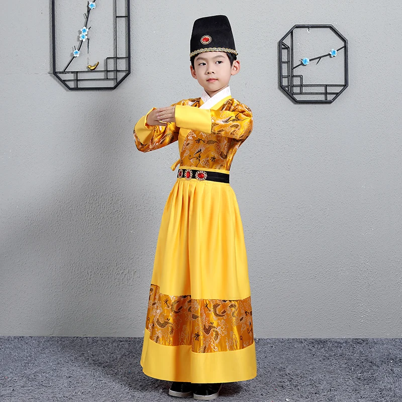 Boy Warrior Stage Robe Chinese Traditional  New Year Clothes Kids Tang Suit Performance Hanfu  Ming storm troopers Cosplay