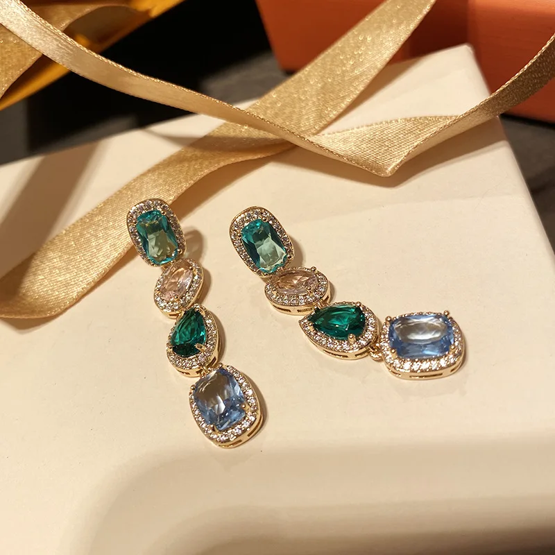 multicolor cubic zirconia fancy women earring for bridal wedding gift