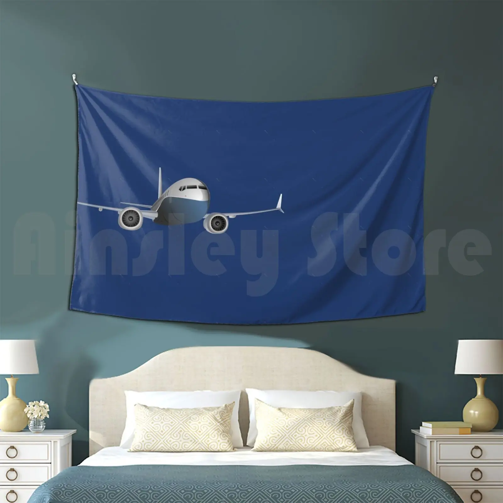 Boeing 737 Max-Commercial Passenger Jet Tapestry Living Room Bedroom Boeing 737 Max Boeing 737 Max 737 Jet Airplane Southwest