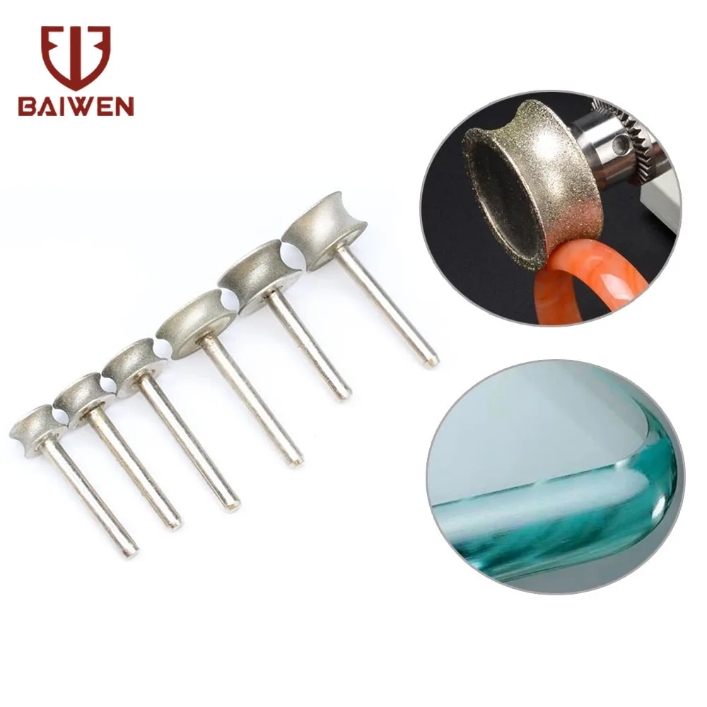 2mm-12mm Konkaven Diamant Schleifen Rad Glas Grat Bohrer Schleif für Armband Ring Jade Carving Polieren räder