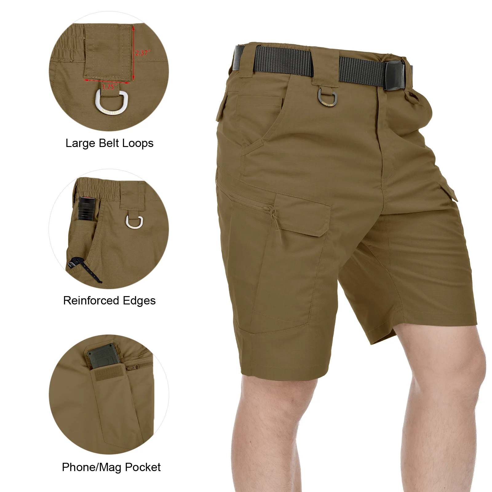 Men\'s Tactical Shorts Urban Military HARD LAND with Pockets Ripstop Bermudas Cargo Work Short Outdoor Casual  2021 Summer