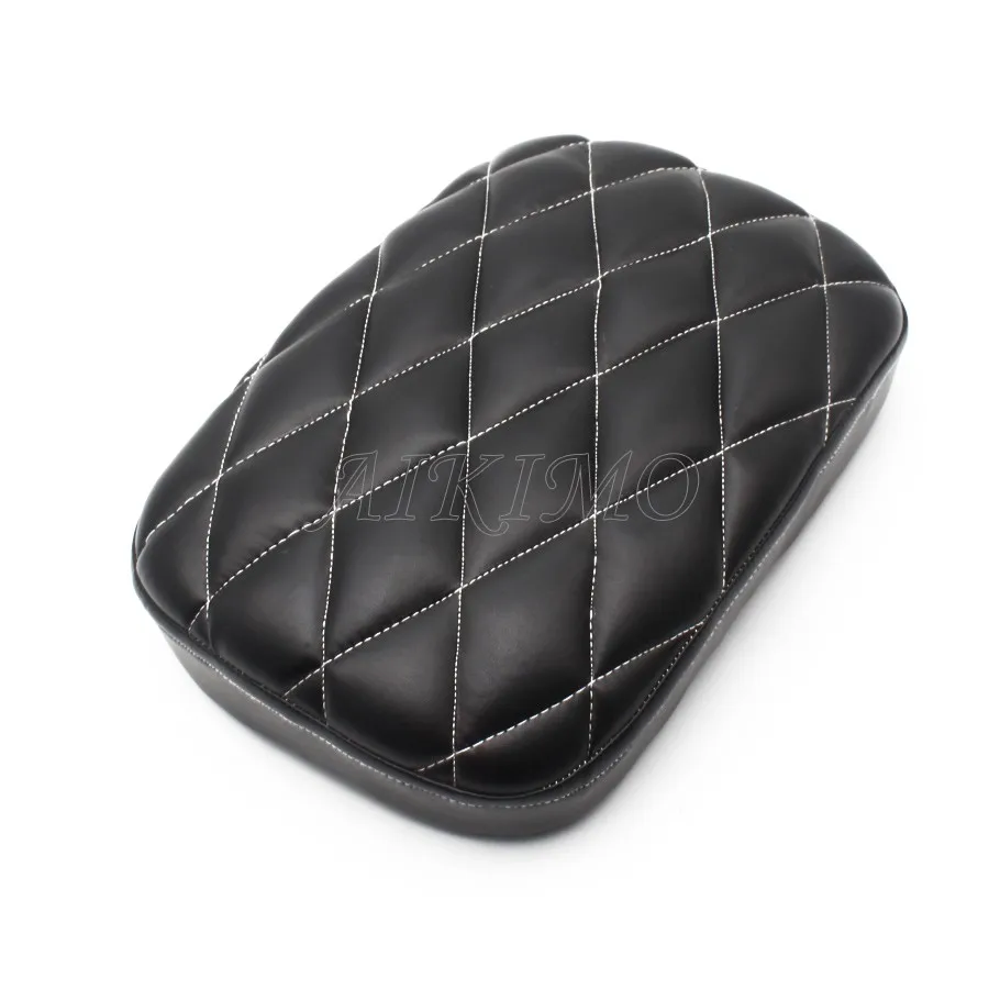 PU Leather Rectangle Rear Pillion Passenger Pad Seat 8 Suction Cups For Harley Dyna Sportster Touring Cruiser Chopper Custom