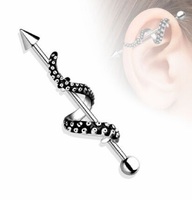 Popular 316L Stainless steel 14G 1.6X38mm Tentacle Wrapped Industrial Barbell daith earring piercing